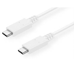 Kabel USB 3.2, 0.5m, USB-C/USB-C M/M, 100W PD, Roline, Bijeli, 11.99.9052