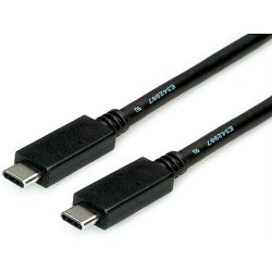 Kabel USB 3.2, 1m, USB-C/USB-C M/M, 100W PD, Roline, Crni, 11.02.9053