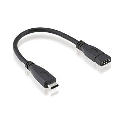 Kabel USB 3.1, 0.15m, USB-C/USB-C M/F, Roline, Crni, 11.02.9015