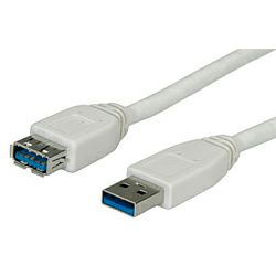 Kabel produžni USB 3.0, 0.8m, USB-A/USB-A M/F, Roline, Bijeli, 11.99.8977