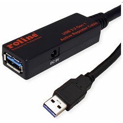 Kabel produžni USB 3.2, 20m, USB-A/USB-A M/F, Aktivni, Roline, Crni, 12.04.1072