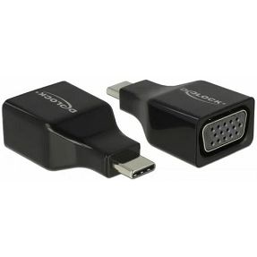 Adapter USB 3.1, USB-C/VGA M/F, DP Alt mode, Delock, Crni, 63933
