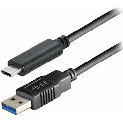 Kabel USB 3.1, 2m, USB-A/USB/C M/M, Transmedia, Crni, TRN-C511-2L