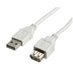 Kabel produžni USB 2.0, 1.8m, USB-A/USB-A M/F, Roline, Bijeli, 11.99.8949