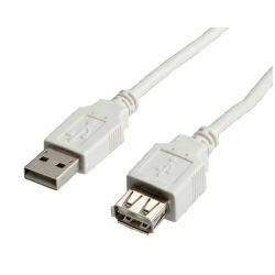 Kabel USB 2.0, 1.8m, USB-A/USB-A M/F, Roline, Bijeli, 11.99.8949