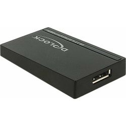 Adapter USB 3.0, USB-A/DisplayPort M/F, Delock, Crni, 62581