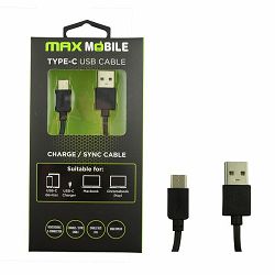 Kabel USB 2.0, 2m, USB-A/USB-C M/M, Maxmobile, 2A, Crni