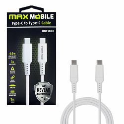 Kabel USB 1m Type-C/Type-C, UDC3028, Kevlar White, QC 3A, Maxmobile