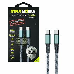 Kabel USB 1.2m Type-C/Type-C, UDC3029, Kevlar Grey, 3.1Gen.100W 5A, Maxmobile, 3858893494249