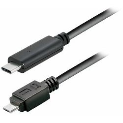 Kabel USB 2.0, 2m, USB-C/Micro USB-B M/M, Transmedia, Crni, TRN-C517-2L