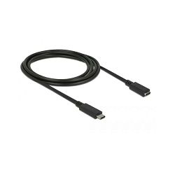 Kabel produžni USB 3.2, 2m, USB-C/USB-C M/F, Delock, Crni, 85542