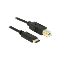 Kabel USB 2.0, 2m, USB-C/USB-B M/M, Delock, Crni, 83330