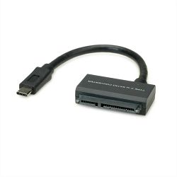 Kabel USB 3.1, 0.15m, USB-C/SATA 6Gbit/s M/F, Roline, Crni, 12.99.1051