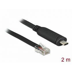 Kabel USB 2.0, 2m, USB-C/RS232 RJ45 M/M, Delock, Crni, 63912