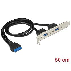 Bracket USB 3.0 interni 2 priključka, USB interni header 20 pin > 2xUSB 3.0. Delock, 84836