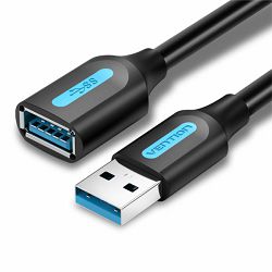 Kabel USB 3.0, 3m, USB-A/USB-A M/F, Vention, Crni, VEN-CBHBI