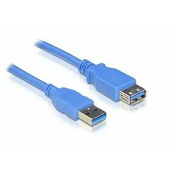 Kabel USB 3.0, 1m, USB-A/USB-A M/F, Delock, Plavi, double shielded, 82538