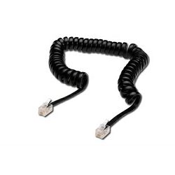 Kabel telefonski spiralni 2m, RJ10, 4P4C, Modular, crni, Digitus, AK-460101-020-S