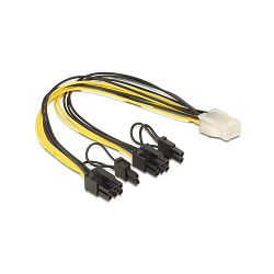 Kabel 6 pin PCIe (Ž)/2x8 pin PCIe (6+2) (M), 30cm, Delock, 83433