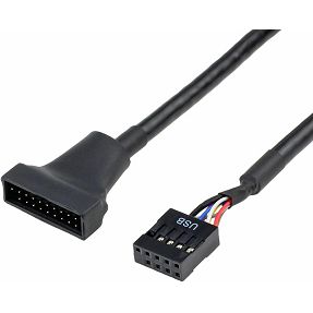 WLGQ USB 2.0 9-Pin to USB 3.0 19/20 Pin Adapter Cable - Internal Converter for Front Connection USB 3.0 Type A Female, Black