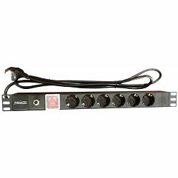 NaviaTec strujna priključnica 19"  PDU001, 6x Schuko Outlets, kabel schuko, NVT-PDU001