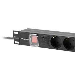 Lanberg strujna priključnica 19", 1U, 7×Schuko, 10 A, IEC C14, kabel 2 m, crna, PDU-07F-0200-IEC-BK