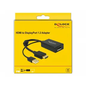 Adapter HDMI (M)/Display Port (Ž)+ USB 2.0, 0.25m, Black, Delock, 62667