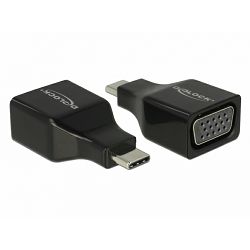 Adapter USB 3.1, USB-C/VGA M/F, DP Alt mode, Delock, Crni, 63933ž