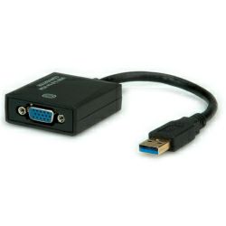 Adapter USB 3.2, 0.15m, USB-A/VGA M/F, Roline, Crni, 12.99.1037