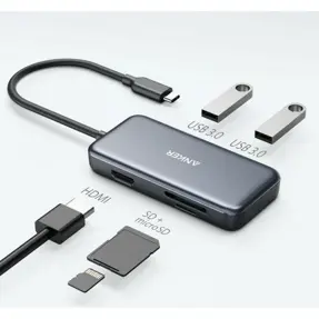 Anker USB-C Hub 5u1, 4K, 2x USB 3.0/1x microSD,/1x SD Card/1x HDMI, A8334HA1