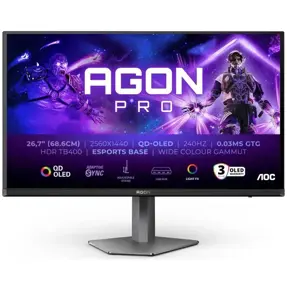 AOC AGON AG276QZD2 26.5", QHD, QD-OLED, 240Hz, 2xHDMI, 2xDP, USB Hub, zvučnici
