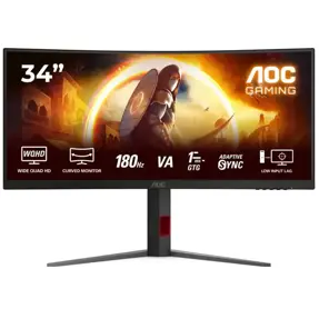 AOC CU34G4 34" UWQHD, Fast VA, 180Hz, 2xHDMI, DP, zakrivljeni 1500R