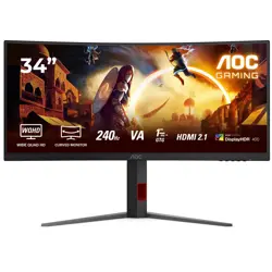 AOC CU34G4Z, 34" WQHD, Curved VA, 3440x1440, 240Hz, 1500R, 1ms, 2x HDMI, 1x DP, USB hub