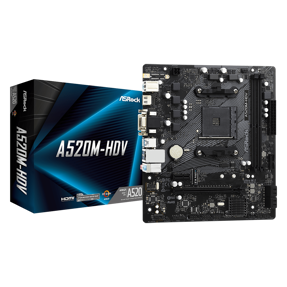 Asrock A520M-HDV, AMD A520, AM4, DDR4, mATX, 90-MXBE50-A0UAYZ