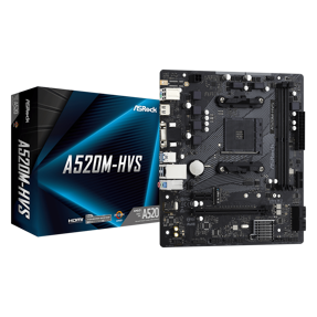 Asrock A520M-HVS, AMD A520, AM4, DDR4, mATX, 90-MXBE60-A0UAYZ