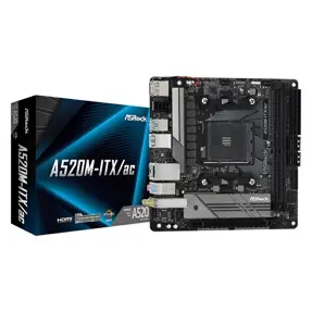 Asrock A520M-ITX/AC, AMD A520, AM4, DDR4, Mini-ITX, 90-MXBDG0-A0UAYZ