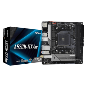 Asrock A520M-ITX/AC, AMD A520, AM4, DDR4, Mini-ITX, 90-MXBDG0-A0UAYZ
