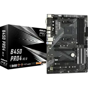 Asrock B450 PRO4 R2.0, AMD B450, AM4, DDR4, ATX, 90-MXBEE0-A0UAYZ