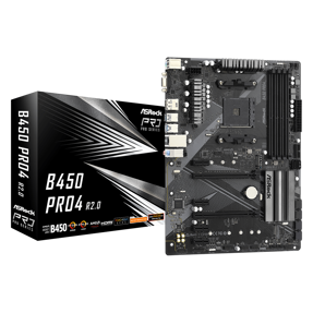 Asrock B450 PRO4 R2.0, AMD B450, AM4, DDR4, ATX, 90-MXBEE0-A0UAYZ