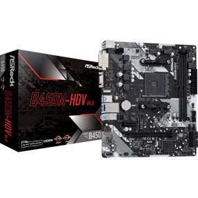 Asrock B450M-HDV R4.0, AMD B450, AM4, DDR4, mATX, 90-MXB9N0-A0UAYZ