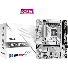 ASRock B760M-HDV/M.2, Intel B760, LGA 1700, DDR5, mATX, White 90-MXBMJ0-A0UAYZ