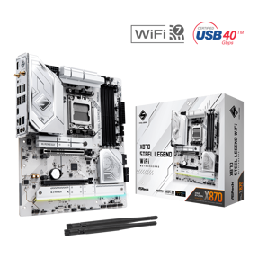 ASRock X870 Steel Legend WIFI, AMD X870, AM5, DDR5, ATX, White, 90-MXBPJ0-A0UAYZ