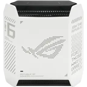 ASUS Router ROG Rapture GT6 White AX10000, Tri-Band, WiFi 6, AiMesh, Access point, Gaming Router, 1-pack, 90IG07F0-MU9A30