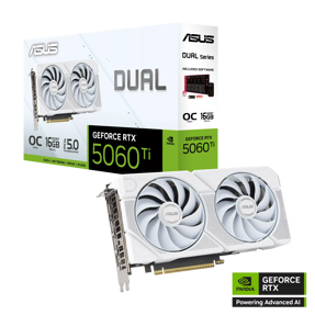 Asus RTX5060Ti OC, DUAL-RTX5060TI-16G-WHITE, 16GB GDDR7, NVIDIA GeForce, 90YV0MH6-M0NA00