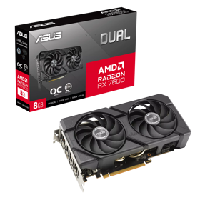 ASUS RX7600 OC, DUAL-RX7600-O8G-EVO, 8GB GDDR6, AMD Radeon, 90YV0LD0-M0NA00
