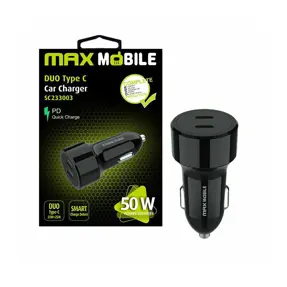 Auto adapter Maxmobile, PD QC3.0, Dual USB-C, SC-233003, 50W, crni