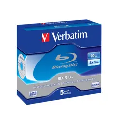 BD-R DL Verbatim 50GB 6x Hard Coat Scratch Guard Plus 5 pack JC, V043748