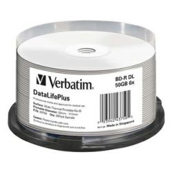 BD-R DL Verbatim 50GB 6x White Thermal Printable 25-pack, V043750