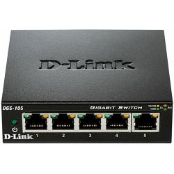 D-Link Switch DGS-105, 5-Port, Gigabit, Unmanaged, Desktop, metalno kućište, DGS-105/E