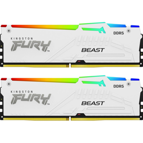 DDR5 64GB (2x32) Kingston, 6000MHz, CL30, Fury Beast White RGB, Intel XMP/AMD Expo, KF560C30BWEAK2-64